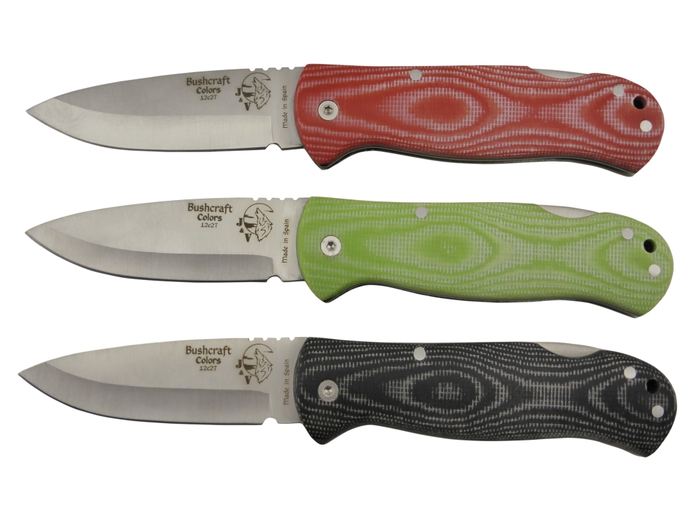 BRAND NEW J&V Adventure Knives Bushcraft Folder Satin Finish with Orange Micarta Handle and Black Nylon Sheath