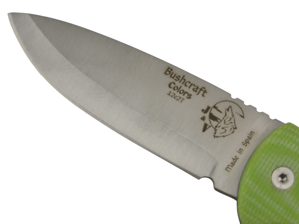 BRAND NEW J&V Adventure Knives Bushcraft Folder Satin Finish with Green Micarta Handle and Black Nylon Sheath