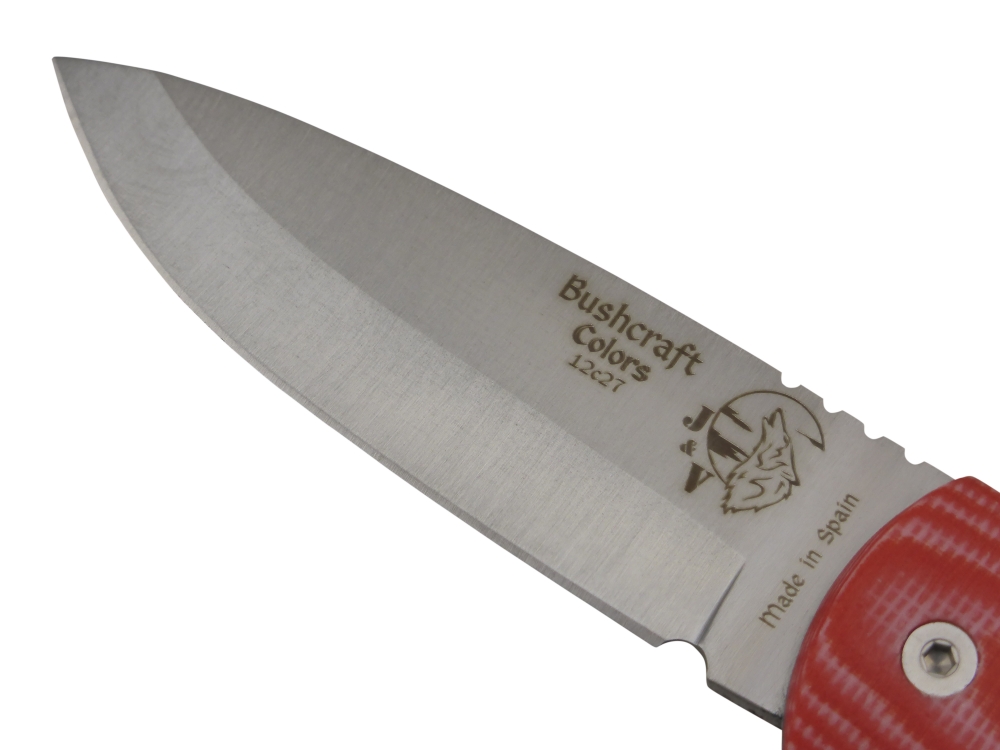 BRAND NEW J&V Adventure Knives Bushcraft Folder Satin Finish with Orange Micarta Handle and Black Nylon Sheath