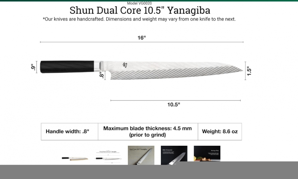 Shun Dual Core Yanagiba 10.5\" 