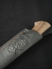 Handmade AUS-10 Fixed Blade Knife “Bear” – Amazakue Handle, Stone Spacer, Dural Bolster, Leather Sheath