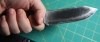 1095 Clip Point Hunter + Welted Leather Sheath — Gray Metallic Epoxy Scales (Corby Bolts) — Sharpened