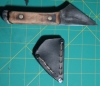 Hand-Forged Kiridashi Tool Knife – 5160 Spring Steel – Single Bevel – 2\" Blade – Welted Leather Cover (Prototype)