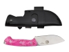 BRAND NEW J&V Adventure Knives Axarquia Satin Finish with Pink Methacrylate Handle and Black Leather Sheath 