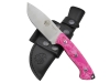 BRAND NEW J&V Adventure Knives Axarquia Satin Finish with Pink Methacrylate Handle and Black Leather Sheath 