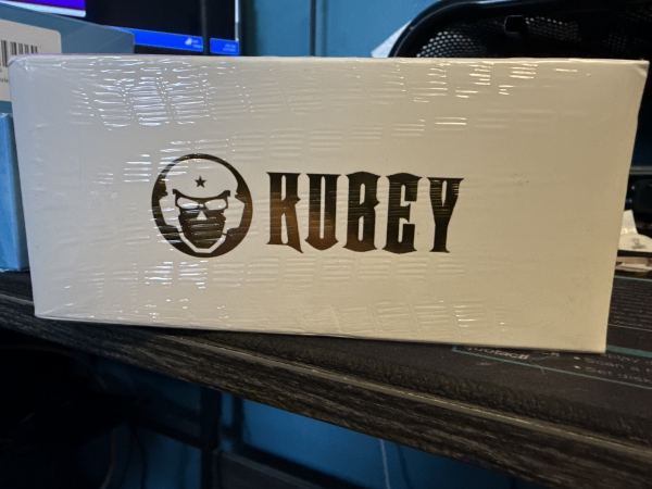 Kubey Supercell Pocket Knife Grey Titanium Handle 3.46