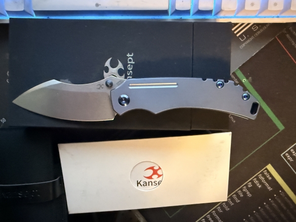 Kansept Knives Pelican EDC Frame Lock Tanto Knife Blue Titanium (3