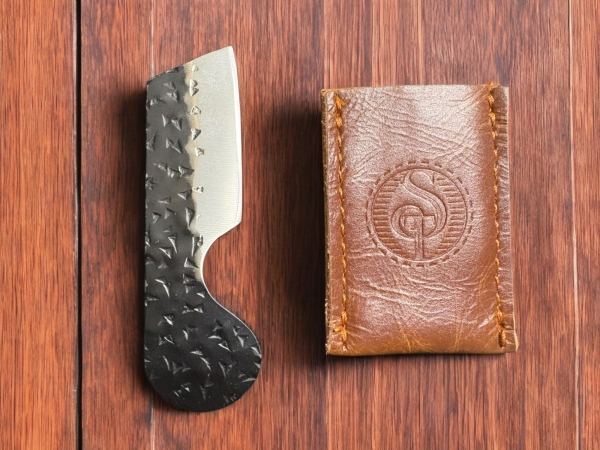 Southern Trapper's Handmade Custom Mini Pocket Razor (With Genuine Leather Sheath)