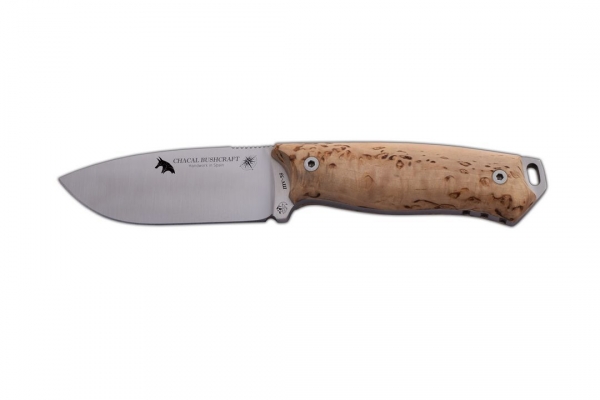 BRAND NEW J&V Adventure Knives Chacal Bushcraft Satin Finish with Birch Handle and Brown Leather Sheath
