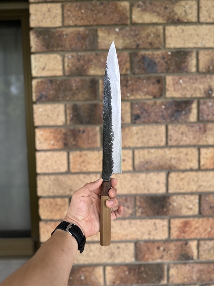 Mazaki White 2 Kuro Nashiji 270mm with Magnolia handle and saya