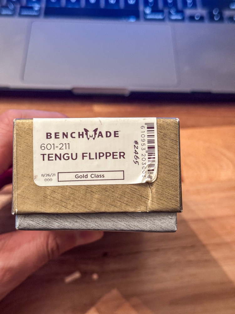 Benchmade 601-211 Gold class Tengu flipper Bi-frost 'Damasteel lightly used 