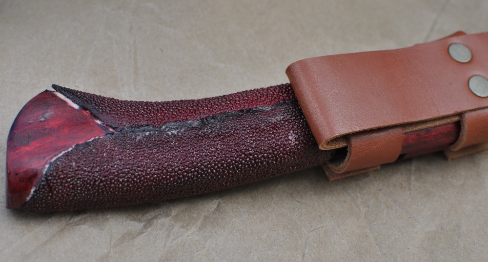 Takeshi Saji Takefu City Hunting Knife Wood Ray Skin Sheath Damascus Factory Mint Box