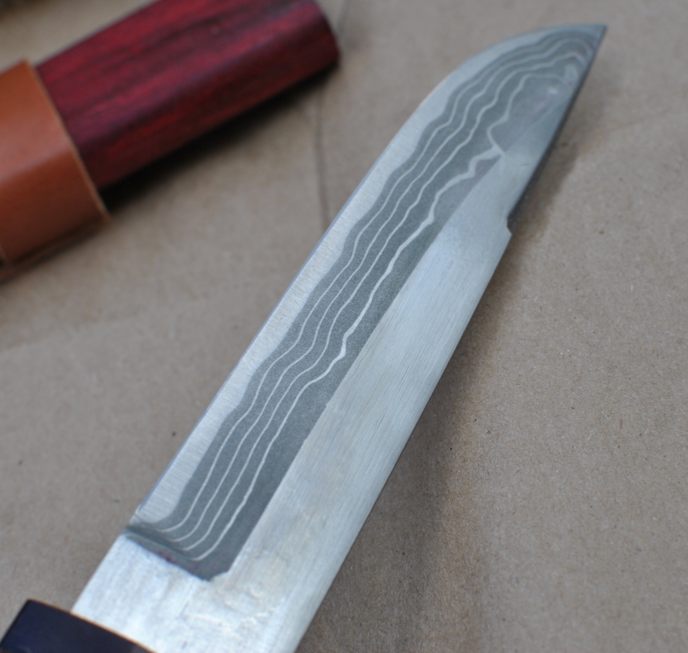 Takeshi Saji Takefu City Hunting Knife Wood Ray Skin Sheath Damascus Factory Mint Box