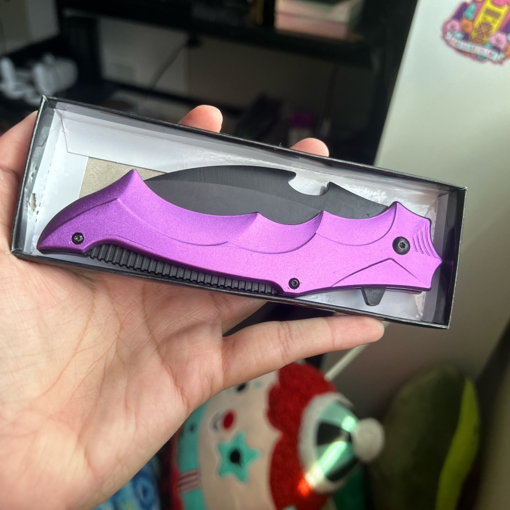Purple Bat/Spiderweb handle knife