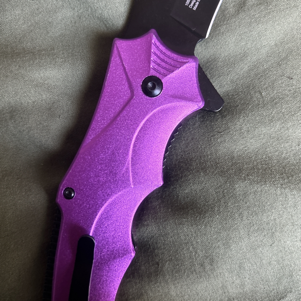 Purple Bat/Spiderweb handle knife