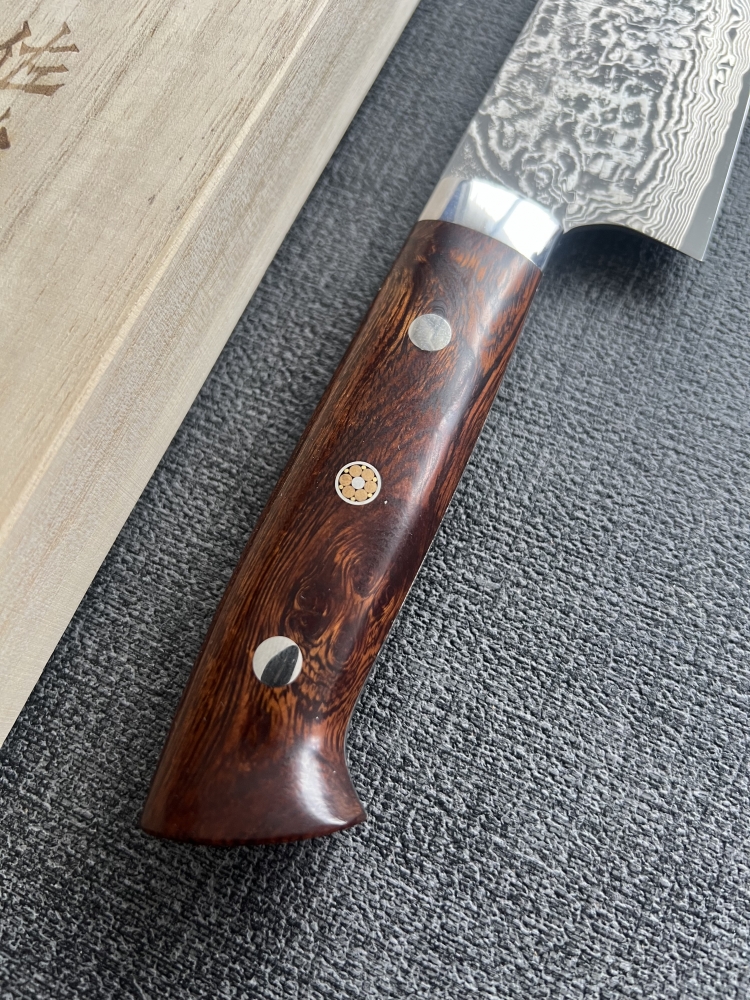 Takeshi Saji R2 Damascus 180mm with rare ironwood handle 