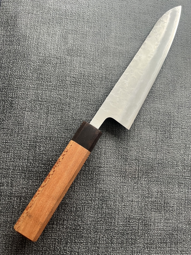 Tsunehisa Gyuto 210mm Ginsan with large custom wood handle 