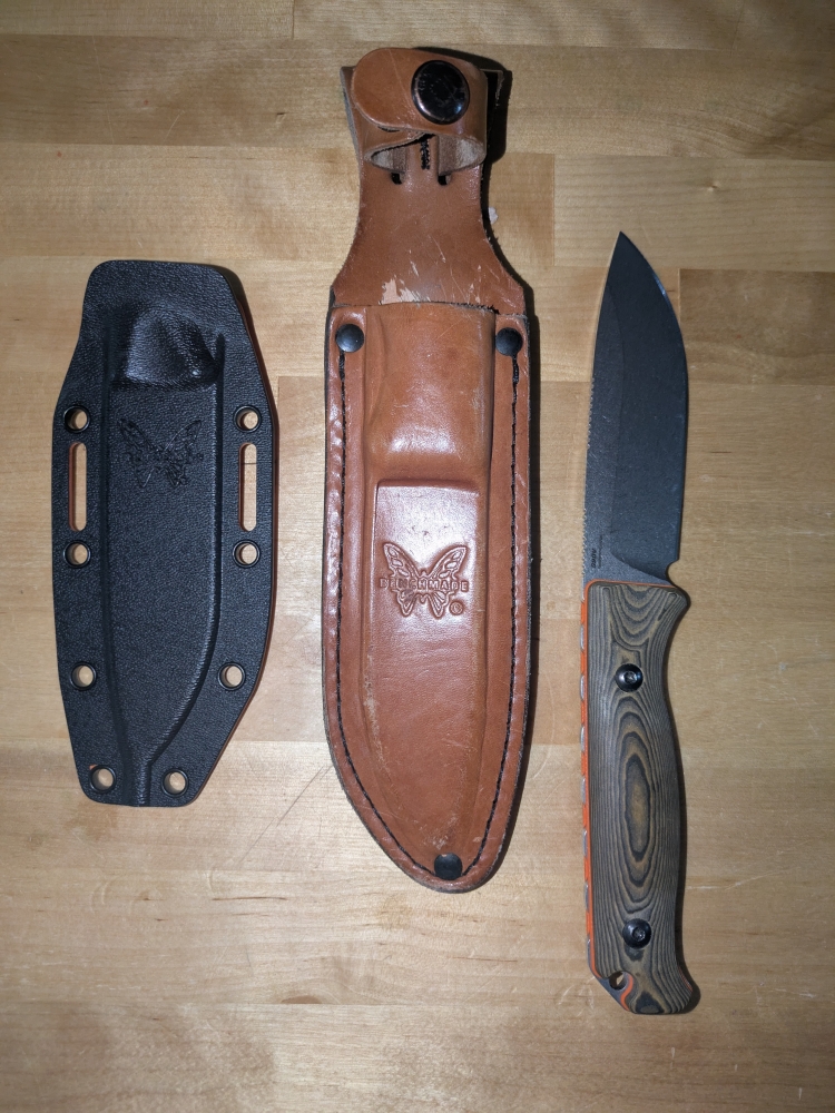 Bench made mountain Skinner, BNB Knifes Mamba hunter, ESEE IBS Izula Signature