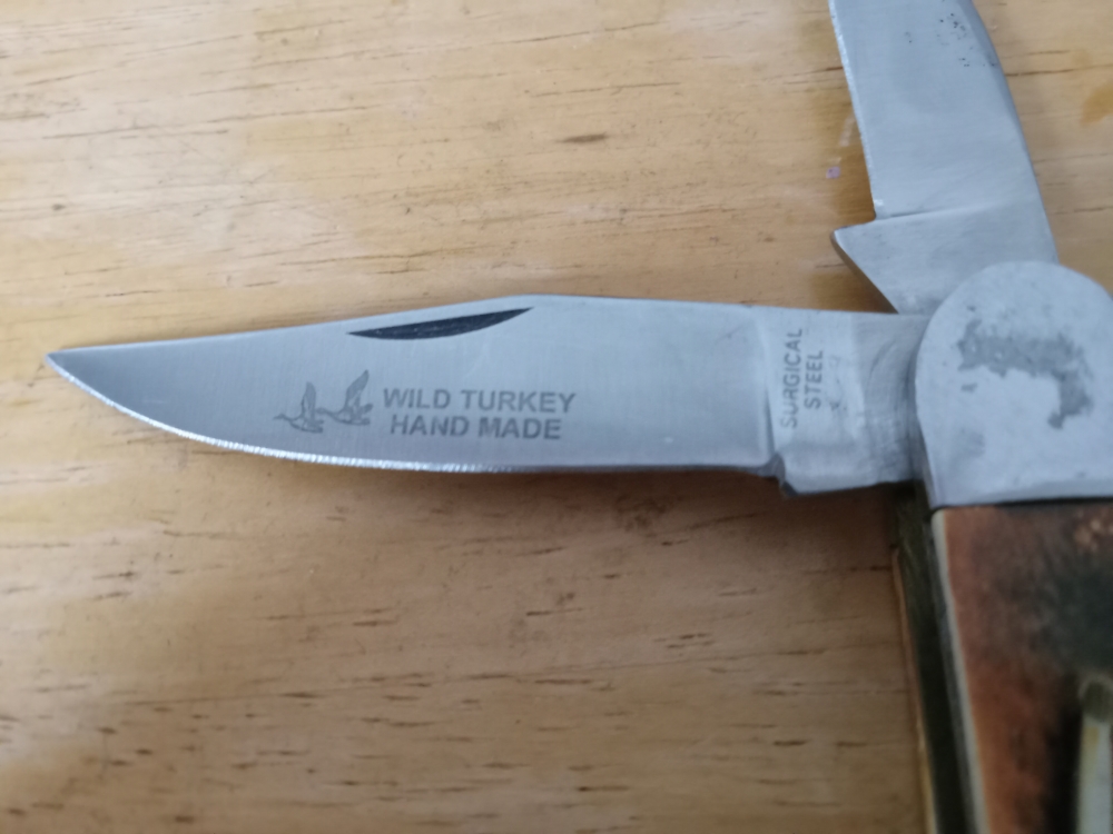 Wild Turkey Hand Made 3 Blade Knife Pakistan 