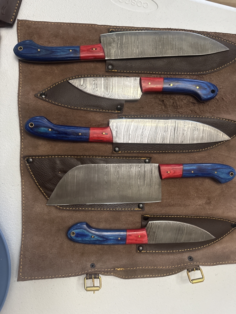 Damascus kitchen  knife set