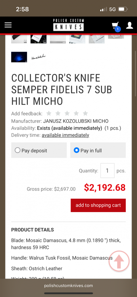 Collectors knife SEMPER - FIDIULS - 7 SUB HILT MICHO