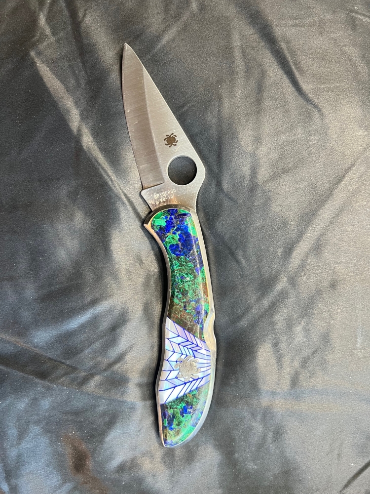 Spyderco 3.0\" with scale by Santa Fe StoneWorks as a partner, RARE! 