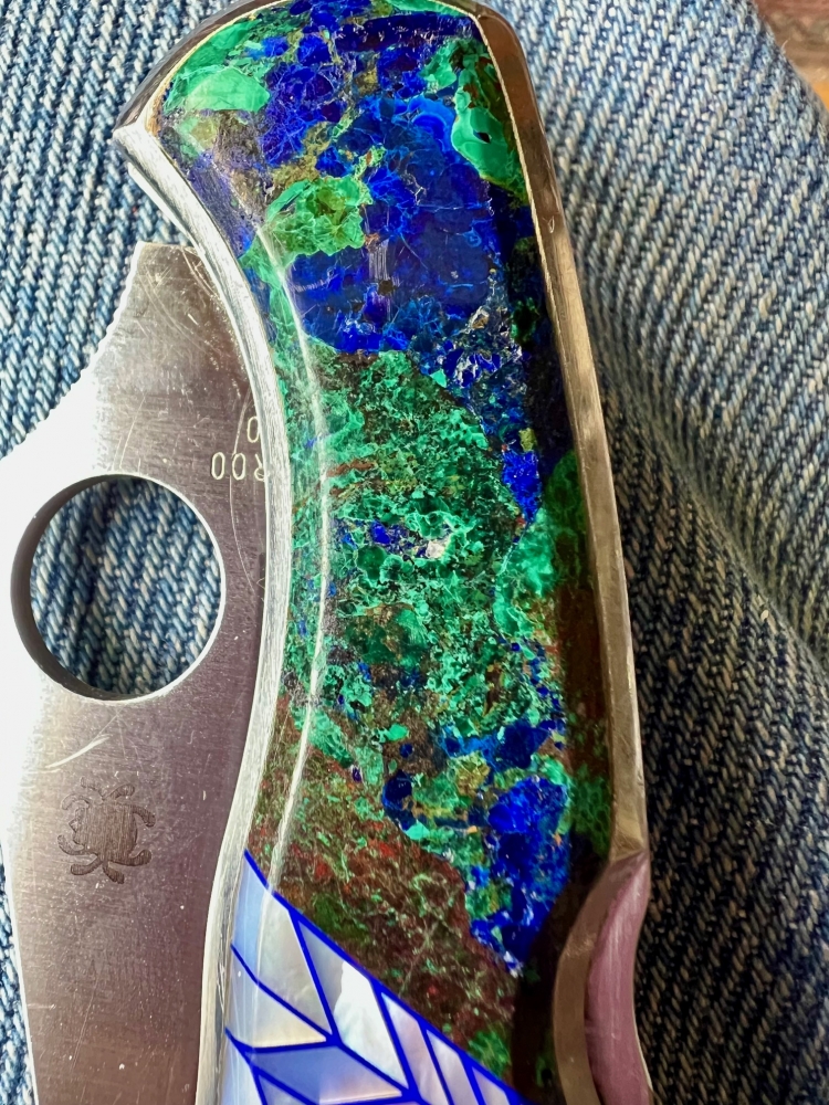 Spyderco 3.0\" with scale by Santa Fe StoneWorks as a partner, RARE! 