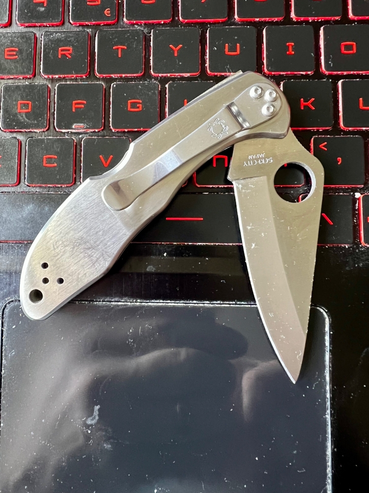 Spyderco 3.0\" with scale by Santa Fe StoneWorks as a partner, RARE! 