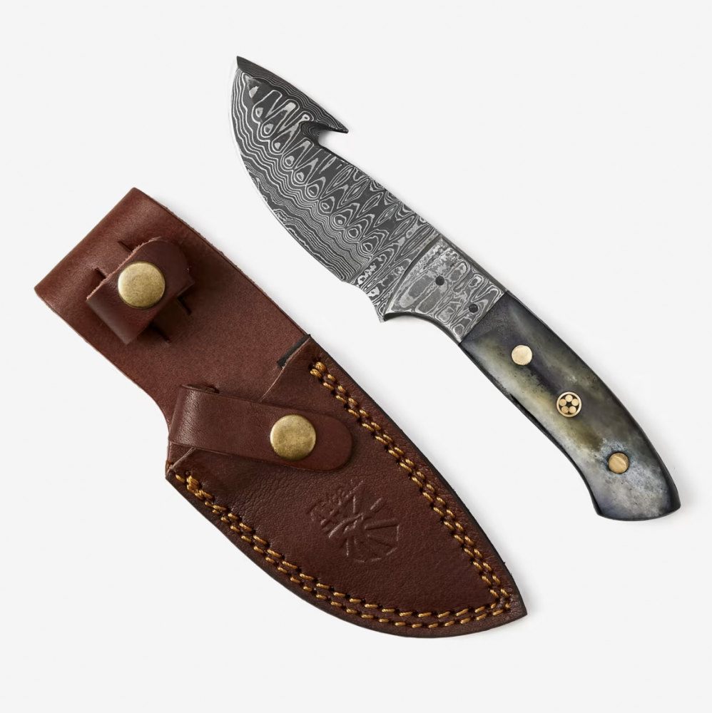 Damascus Skinning Gut hook, Hunting knife TD-221 by Titan