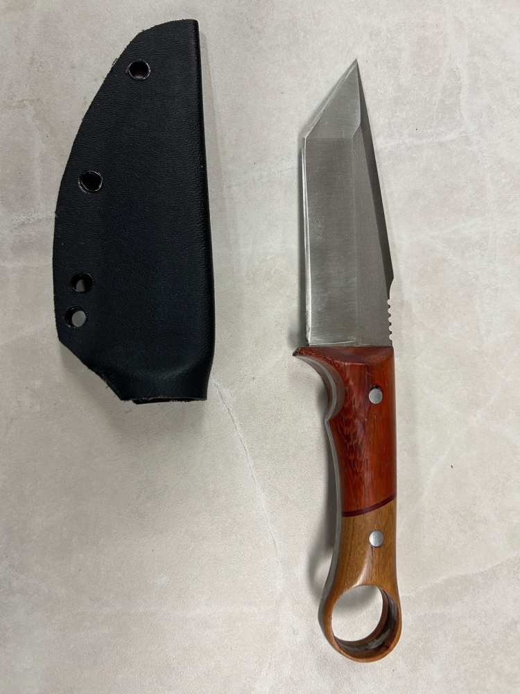 Custom Tanto Point Knife Pauduk and Cherry Handle