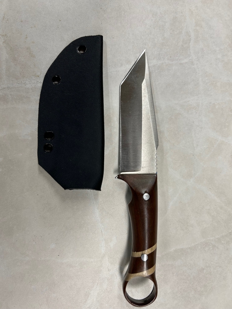 Custom Tanto Point Knife American Walnut and Maple Handle