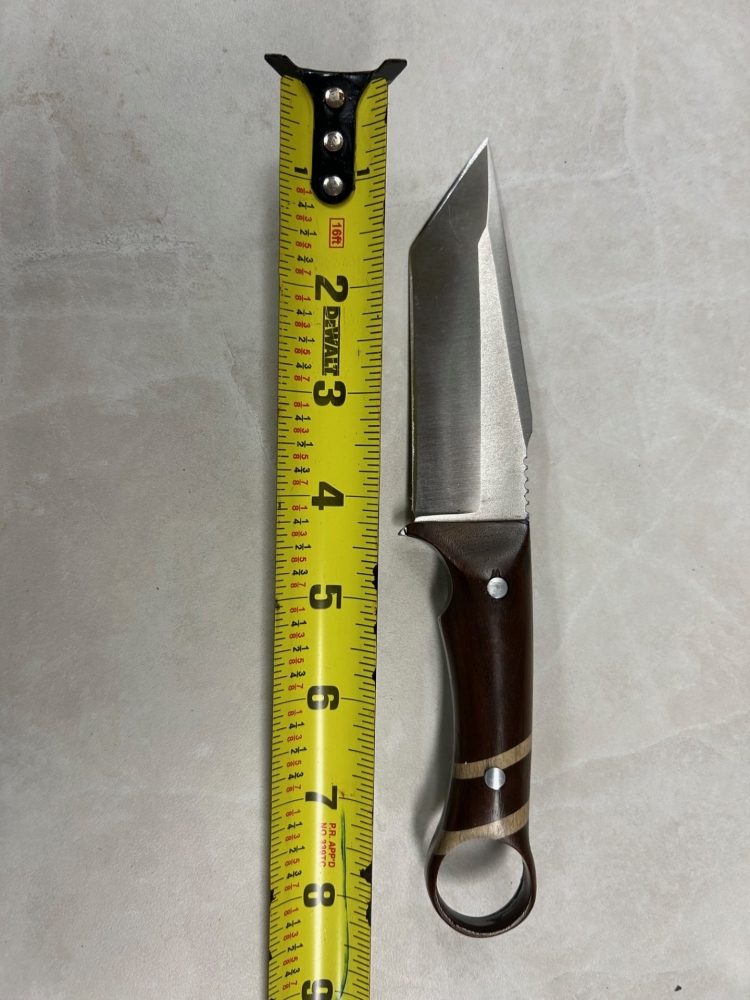 Custom Tanto Point Knife American Walnut and Maple Handle