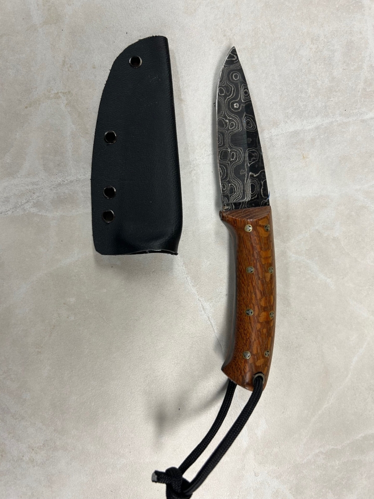 Custom Damascus Knife Leopard Wood Handle