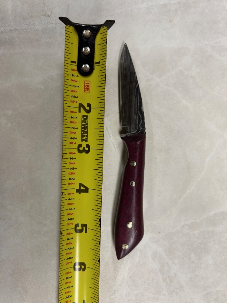 Custom Damascus Knife with Purple Heart Handle