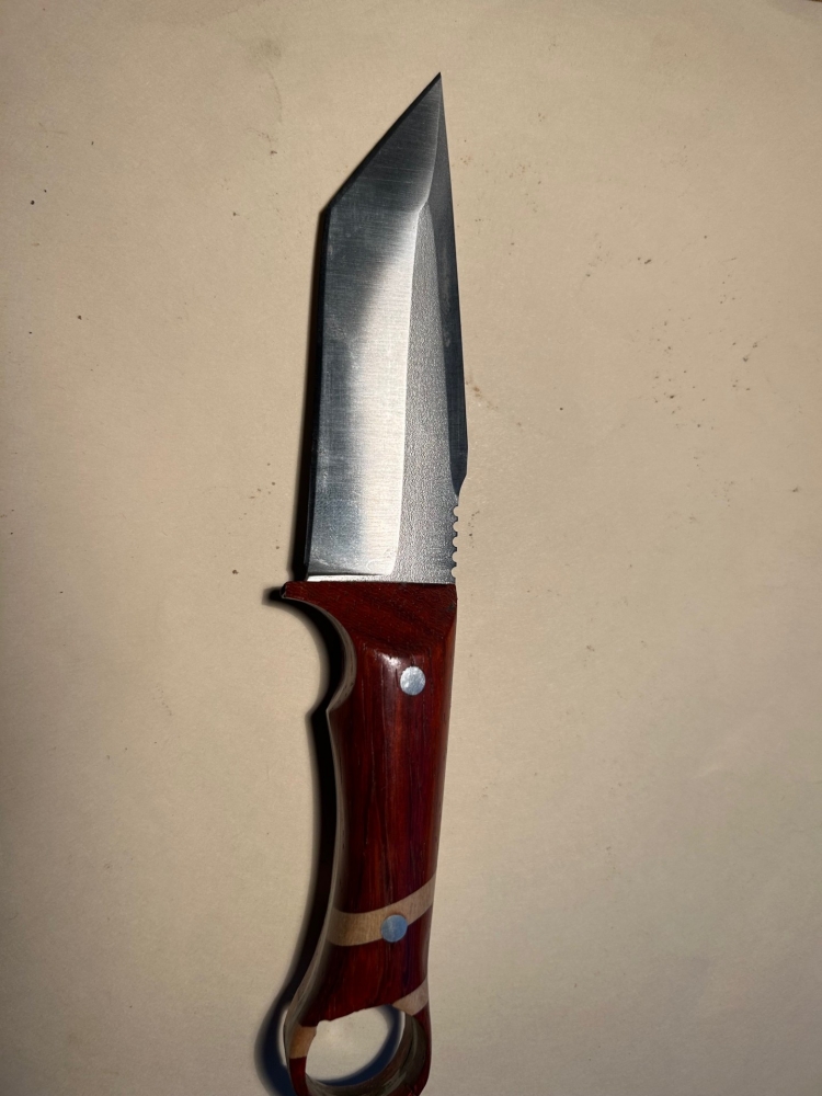 Custom Tanto Point Knife Pauduk and Maple Handle