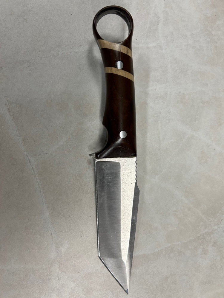 Custom Tanto Point Knife American Walnut and Maple Handle