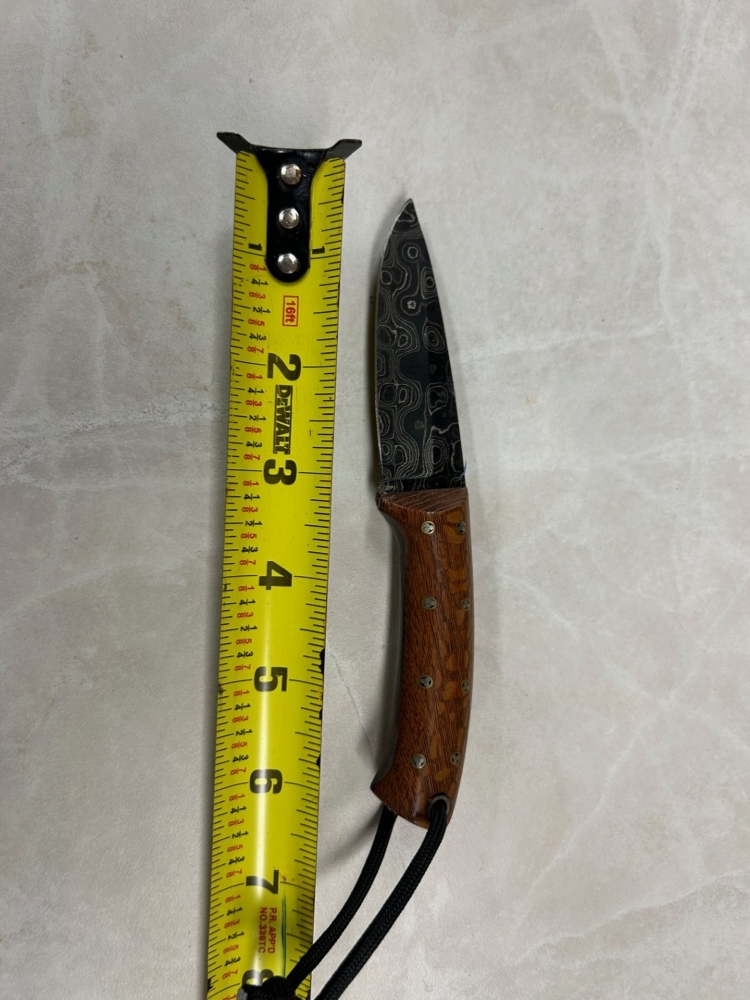 Custom Damascus Knife Leopard Wood Handle