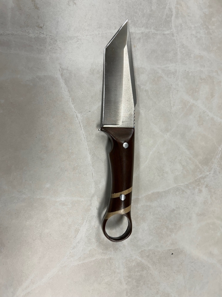 Custom Tanto Point Knife American Walnut and Maple Handle