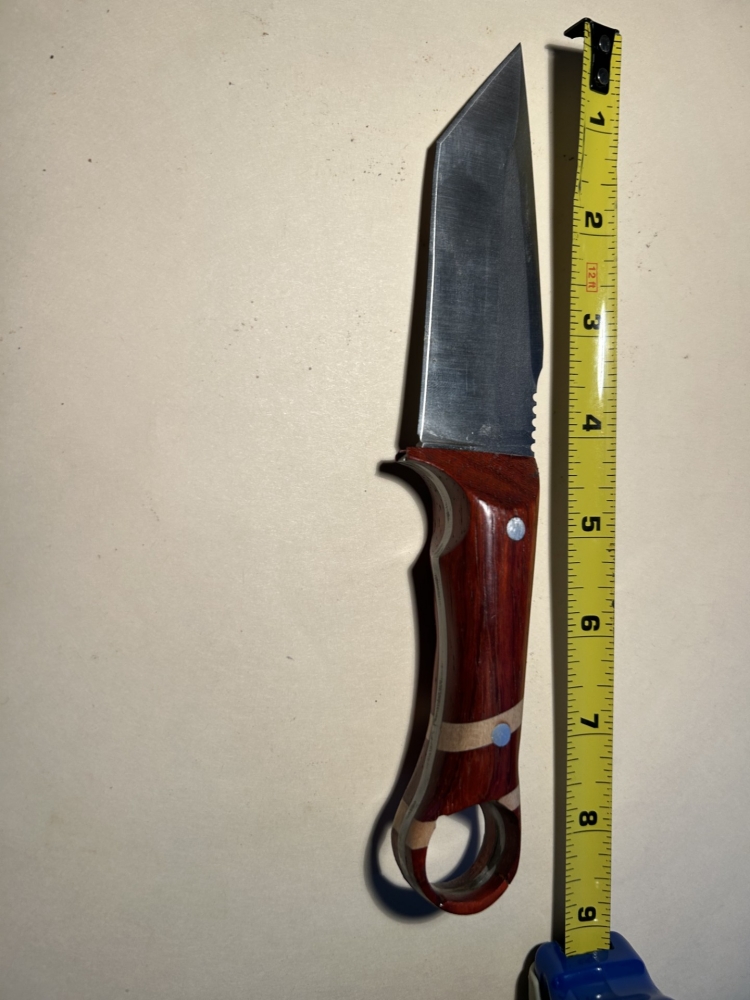 Custom Tanto Point Knife Pauduk and Maple Handle