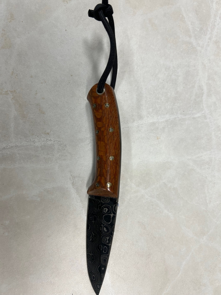 Custom Damascus Knife Leopard Wood Handle