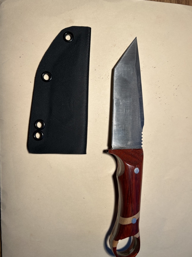 Custom Tanto Point Knife Pauduk and Maple Handle