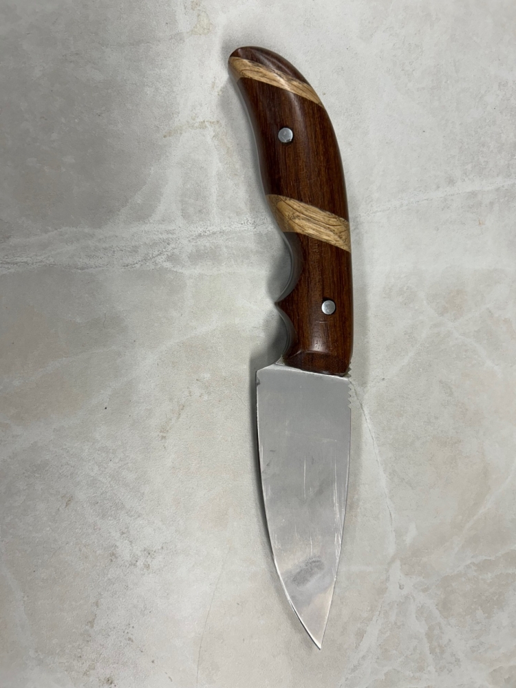 Custom Drop Point Knife Honduras Rosewood and Oak