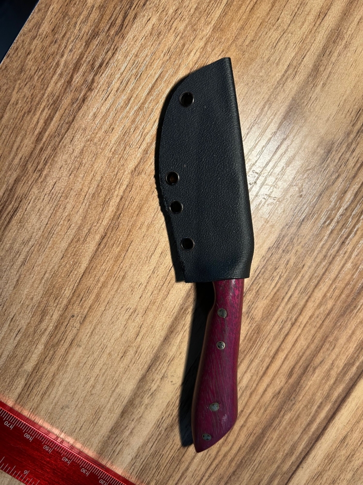 Custom Damascus Knife with Purple Heart Handle