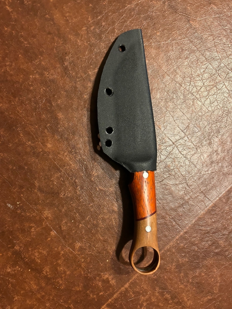 Custom Tanto Point Knife Pauduk and Cherry Handle