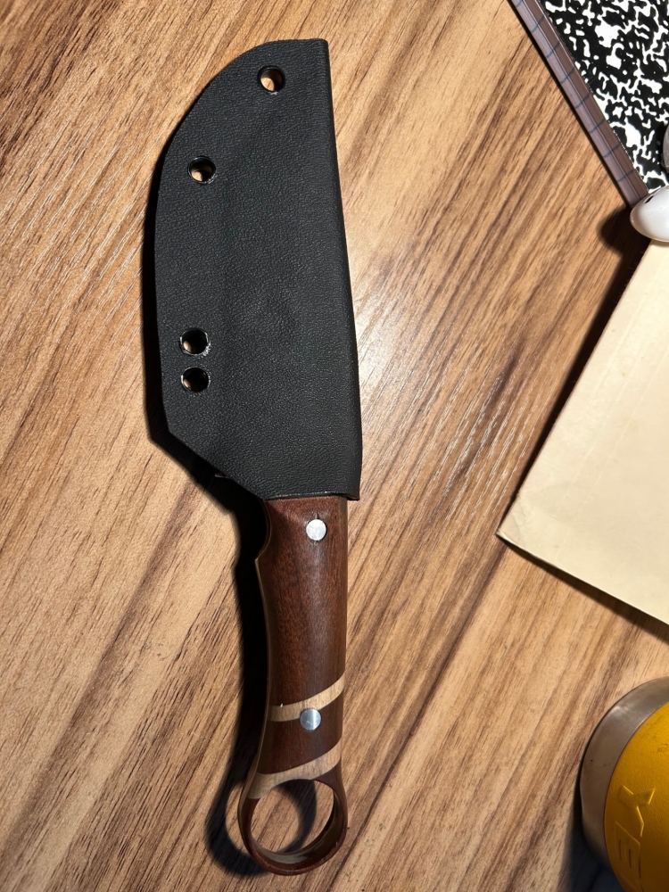Custom Tanto Point Knife American Walnut and Maple Handle