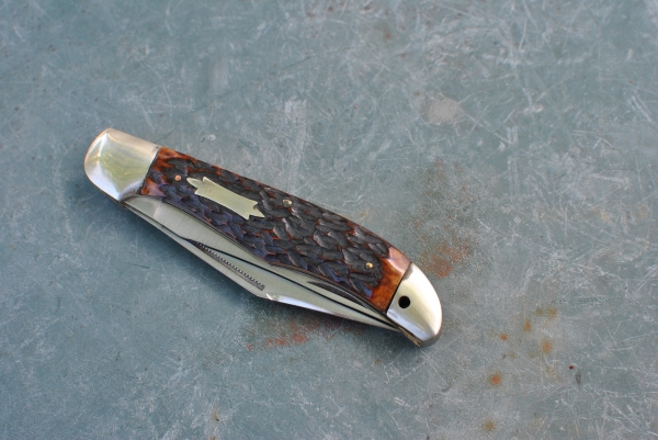 Folding Hunter 2 Blades 13 cms. Closed Jigged Bone Near Mint Never Used Valor Japan 1960's Made