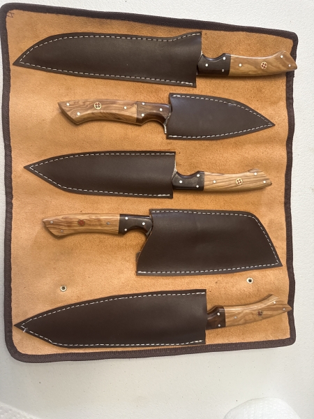 Damascus kitchen knife set