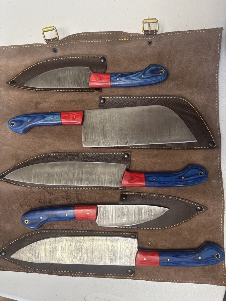 Damascus kitchen  knife set