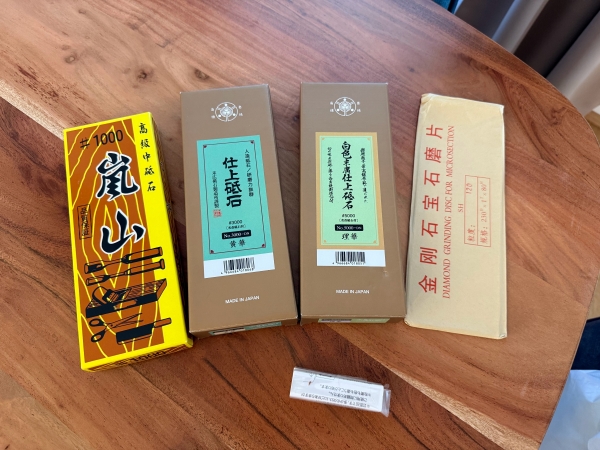 Whetstone set (Imanishi and Suehiro 1/3/5k) + Nagura and 120 diamond plate