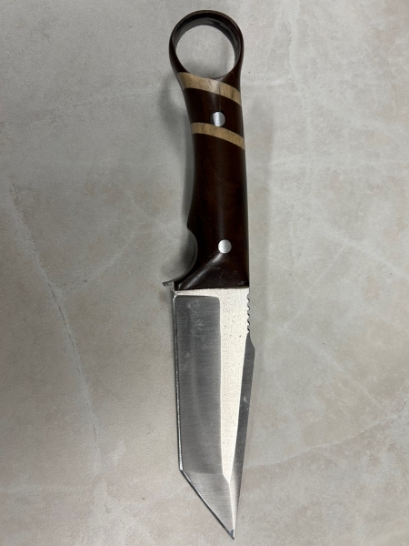 Custom Tanto Point Knife American Walnut and Maple Handle